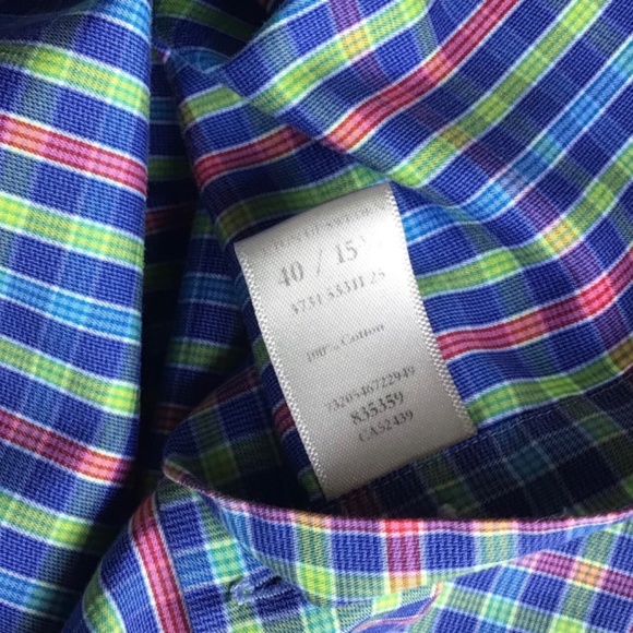 ETON contemporary colourful checkered cotton shirt Sz 15 3/4 made in Europe - Picture 6 of 11